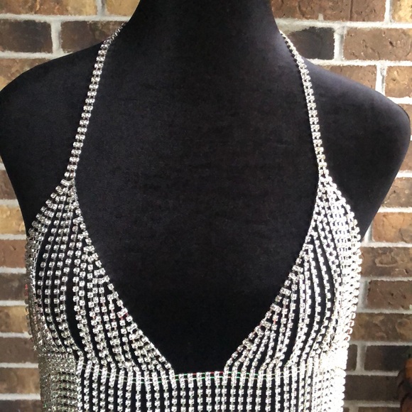 NEW Natasha CLEAR STONE BODY CHAIN - Picture 2 of 8